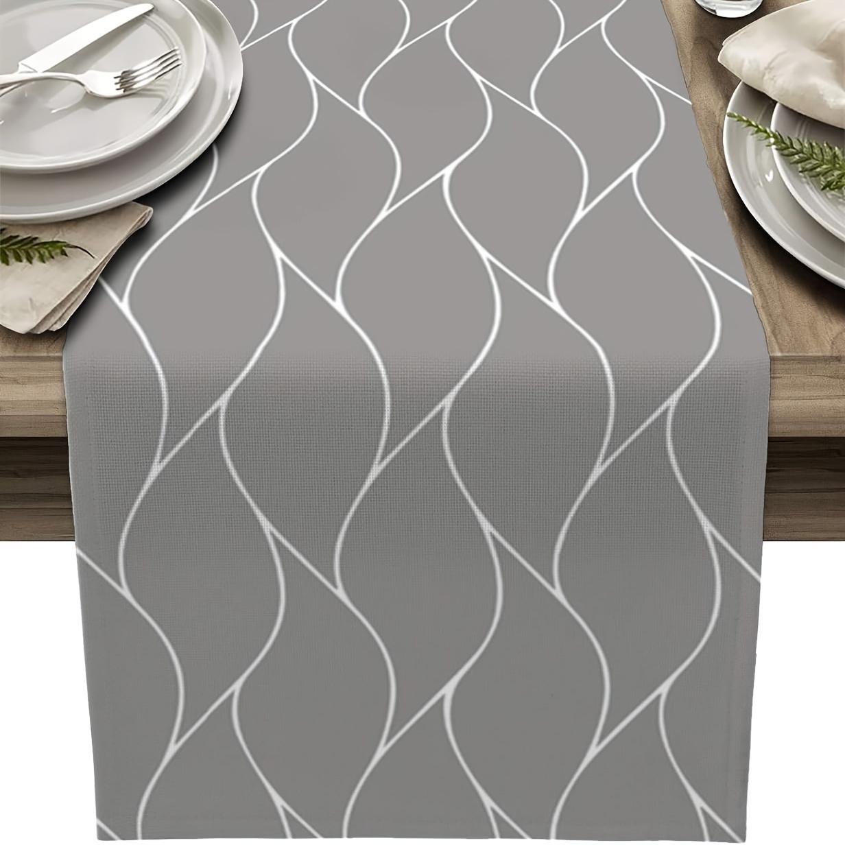 Christmas Table Runner - 1pc Grey Table Runner Dining Table