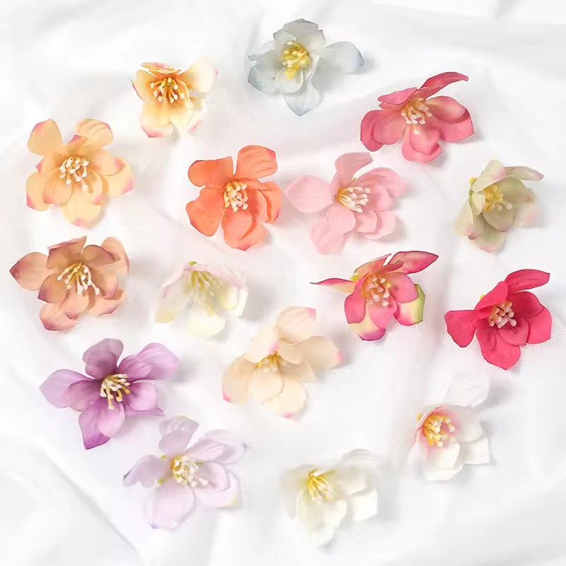 Christmas Wreath Fake - 50Pcs 5cm Artificial Rose Flower Heads