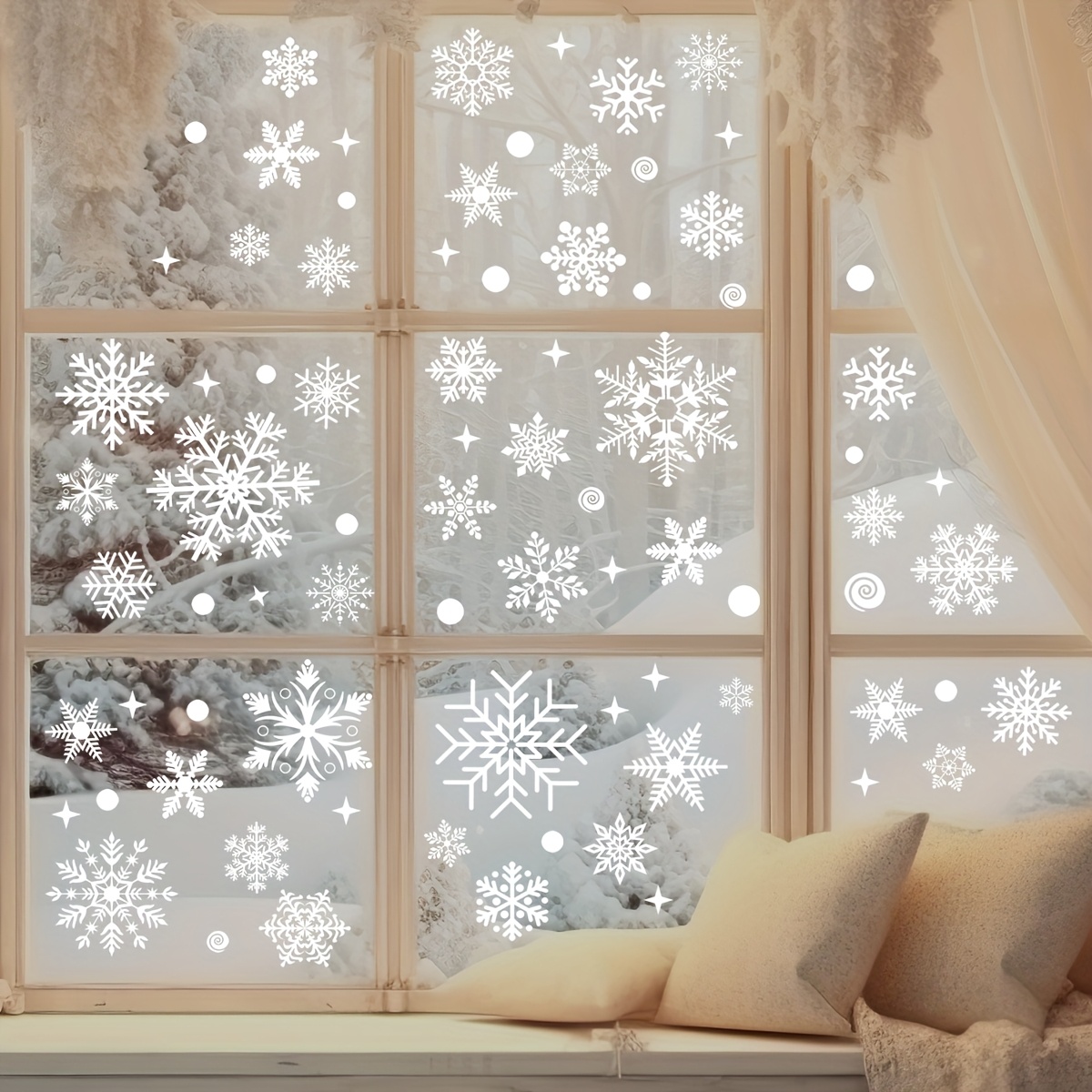 Snowflake Window Decal - 4 sheets Christmas Window Stickers -