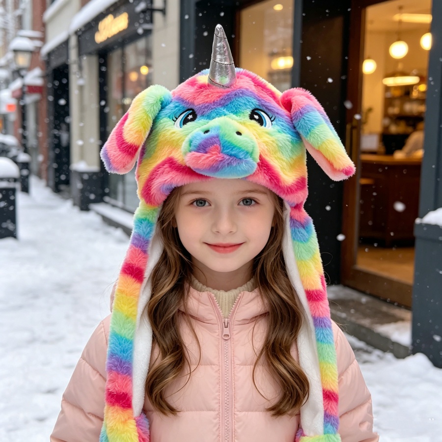 Santa Hat Plush - Unicorn Plush Hat with Moving Ears