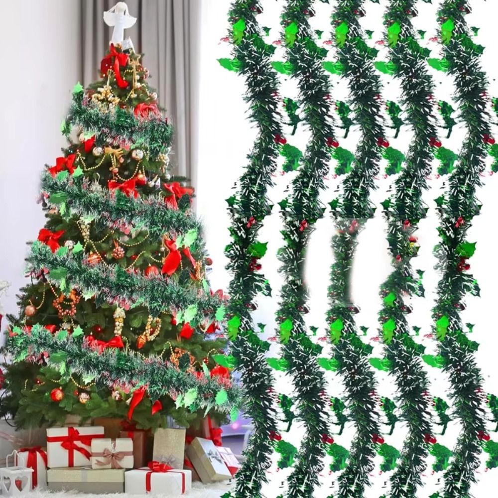 Tinsel Garland Decoration - 2PCS Reusable 2M Christmas Garland Shiny