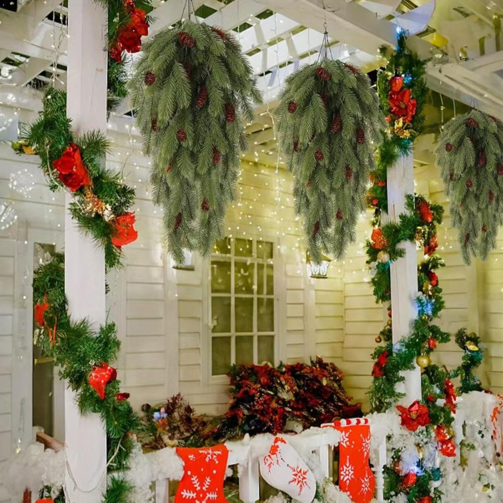 Christmas Wreath Fake - 2Pcs 74cm Christmas Teardrop Swag Wreath