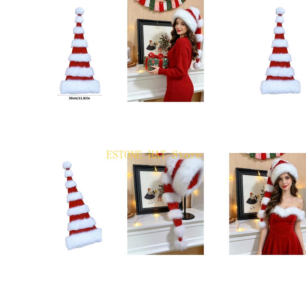 Santa Hat Plush - 49MF Elegant Women Men Plush Santa