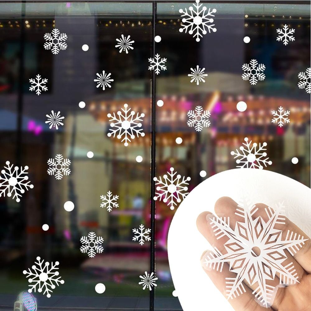 30pcs PVC Christmas Snowflakes - Snowflake Window Decal ulasan dan harga