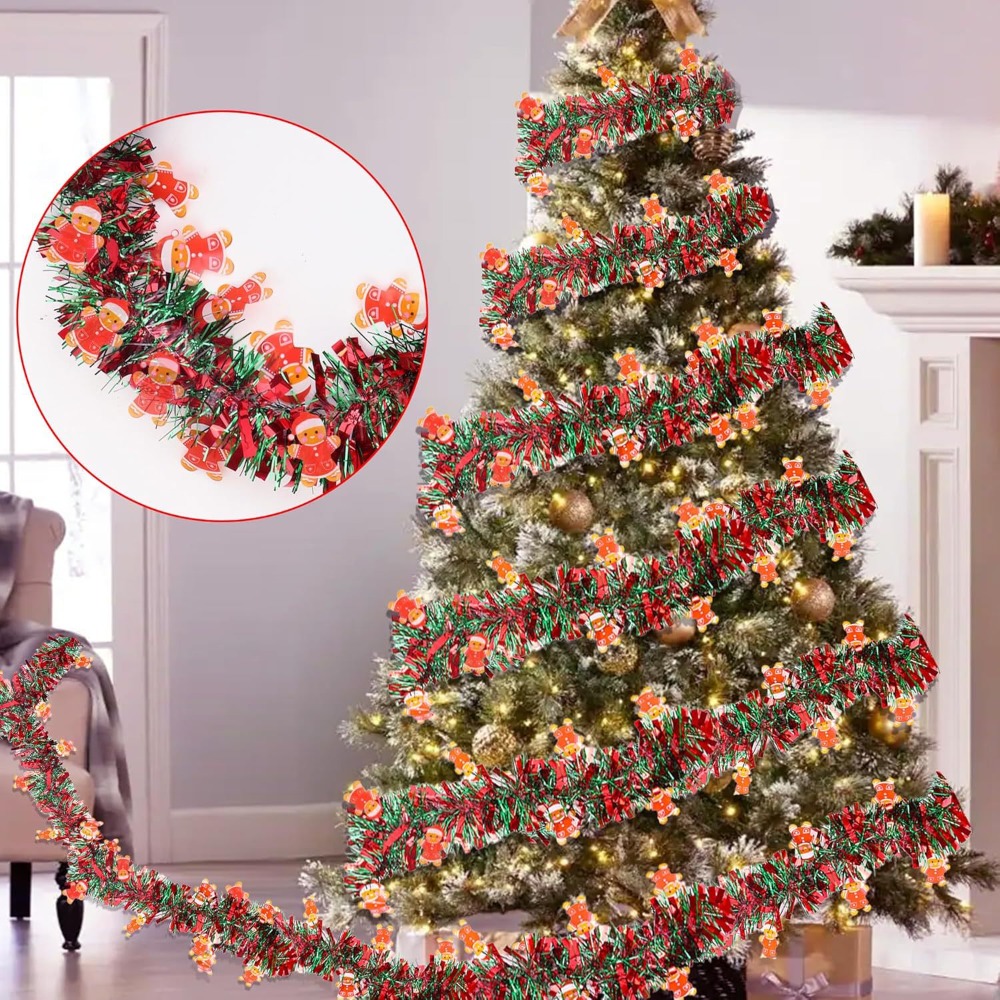 Christmas Tinsel Garland Red G - Tinsel Garland Decoration ulasan dan harga