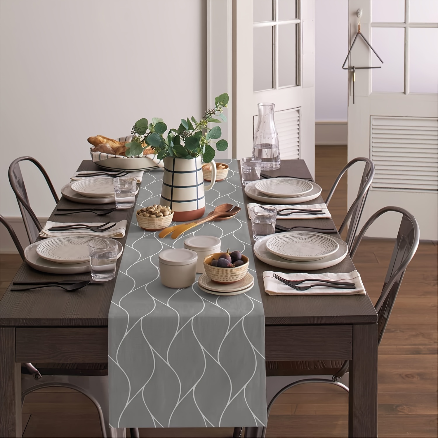 1pc Grey Table Runner Dining T - Christmas Table Runner ulasan dan harga