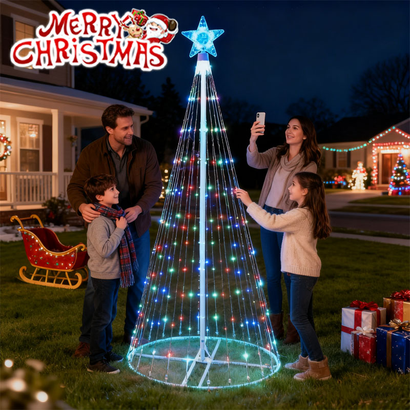 Solar-Powered LED Waterfall St - Star Tree Topper ulasan dan harga