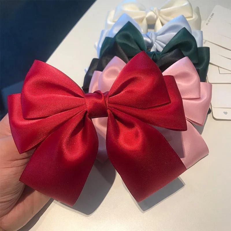 Solid Color Bow Ribbon Hair Cl - Ribbon Bow Gift ulasan dan harga