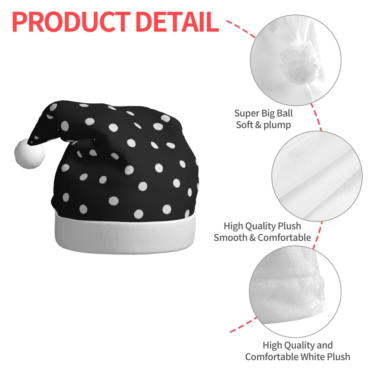 White Dot Plush Kawaii Christm - Santa Hat Plush ulasan dan harga