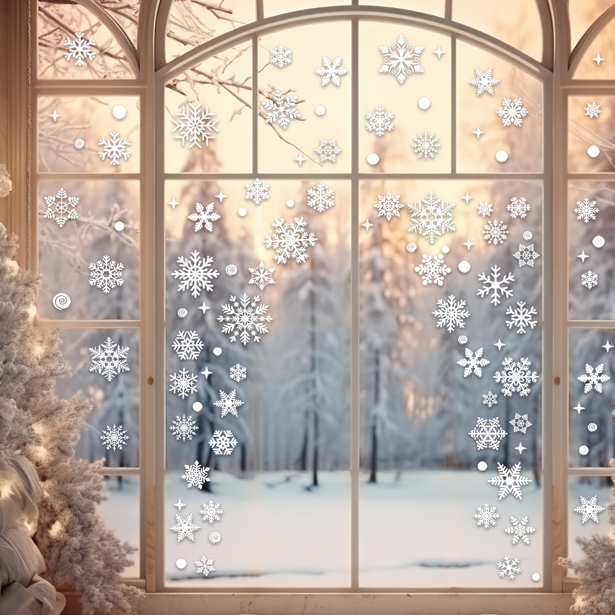 4 sheets Christmas Window Stic - Snowflake Window Decal ulasan dan harga