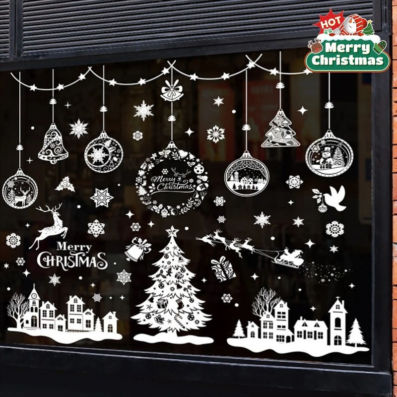9 Sheets 243pcs Reusable Stati - Snowflake Window Decal ulasan dan harga