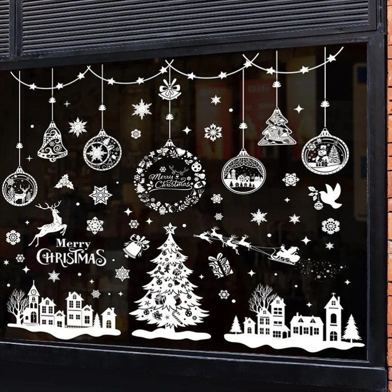 9 Sheets 243pcs Reusable Stati - Snowflake Window Decal ulasan dan harga