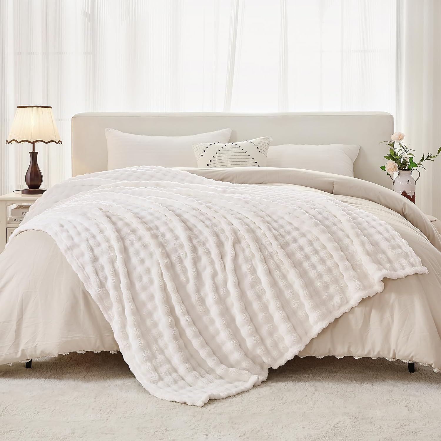 3D Bubble White Plush Blankets - Christmas Throw Blanket ulasan dan harga