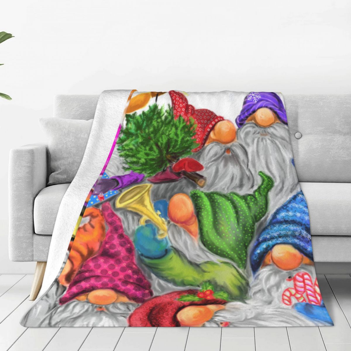 Christmas Happy Gnome Party Bl - Christmas Throw Blanket ulasan dan harga
