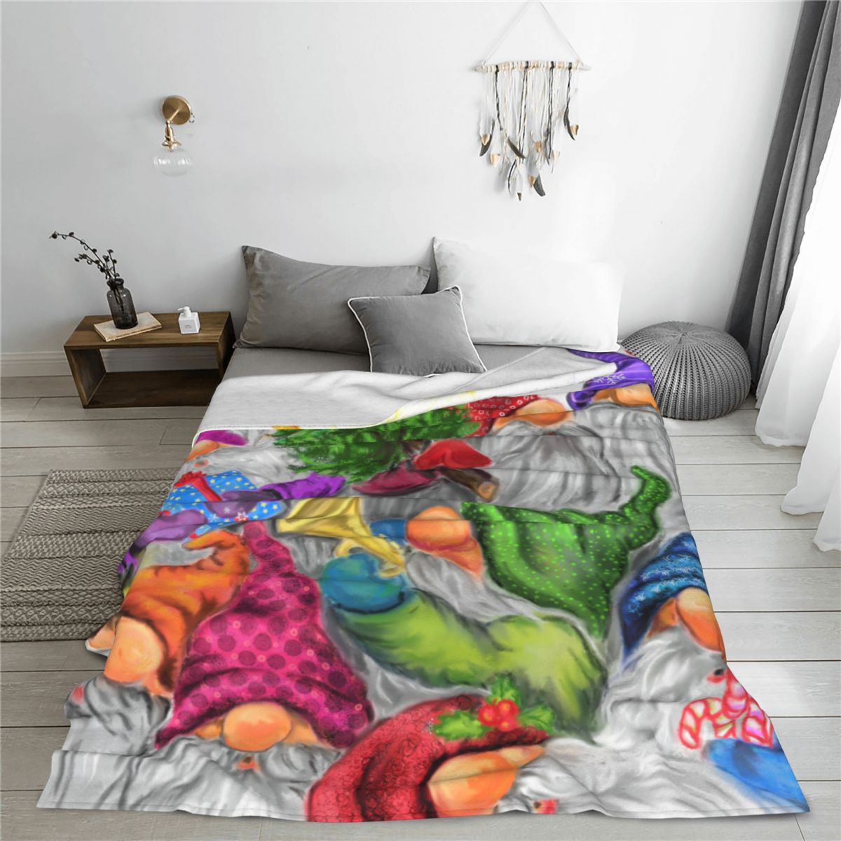 Christmas Happy Gnome Party Bl - Christmas Throw Blanket ulasan dan harga