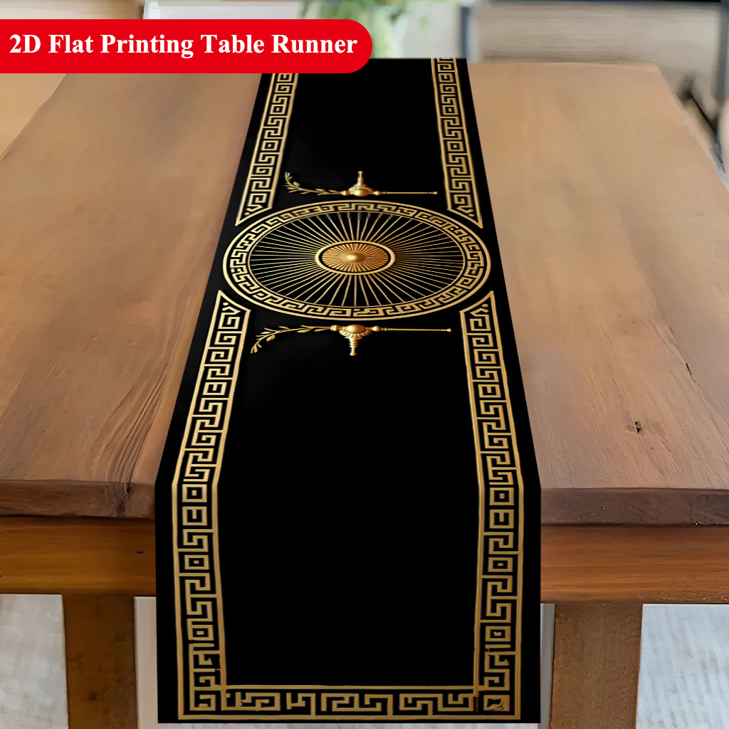 Elegant Gold Patterns Fine Bor - Christmas Table Runner ulasan dan harga