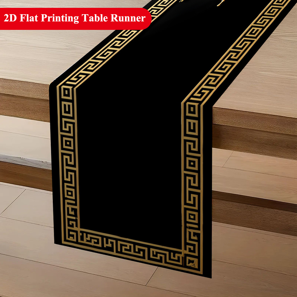 Elegant Gold Patterns Fine Bor - Christmas Table Runner ulasan dan harga