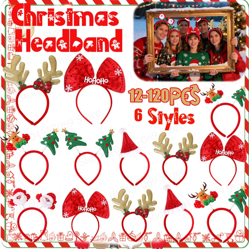 12-120Pcs Christmas Headband C - Reindeer Antlers Headband ulasan dan harga