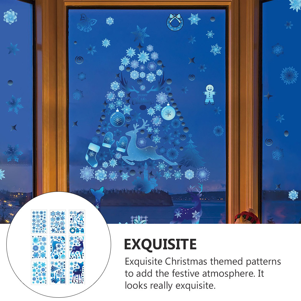 9 Sheets Christmas Window Deca - Snowflake Window Decal ulasan dan harga