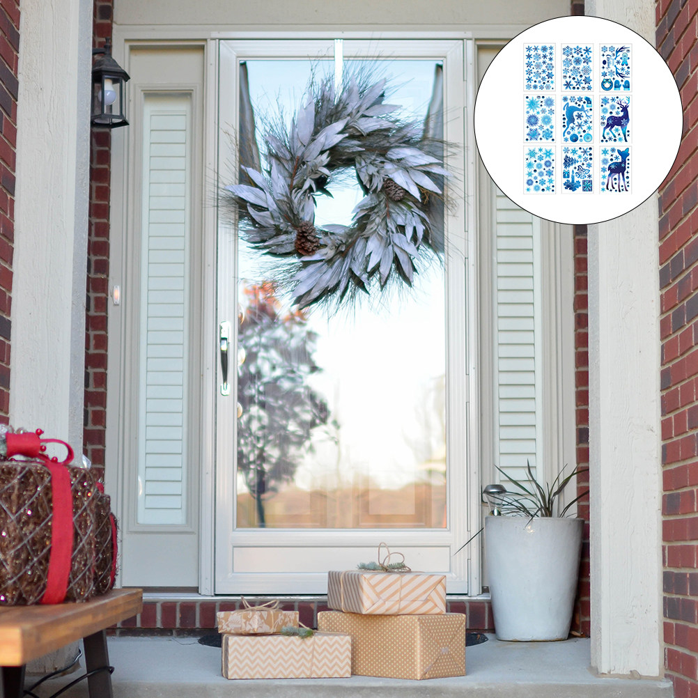9 Sheets Christmas Window Deca - Snowflake Window Decal ulasan dan harga
