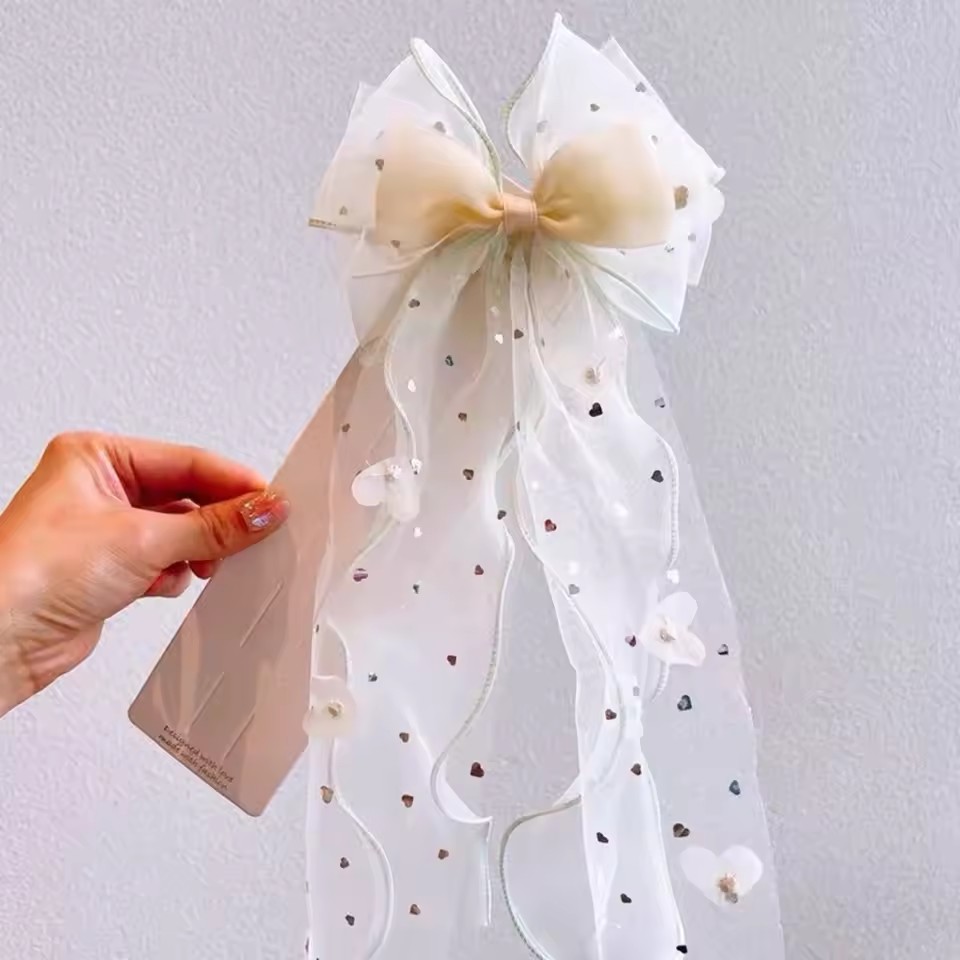 Korean Fairy Mesh Bow Hair Cli - Ribbon Bow Gift ulasan dan harga