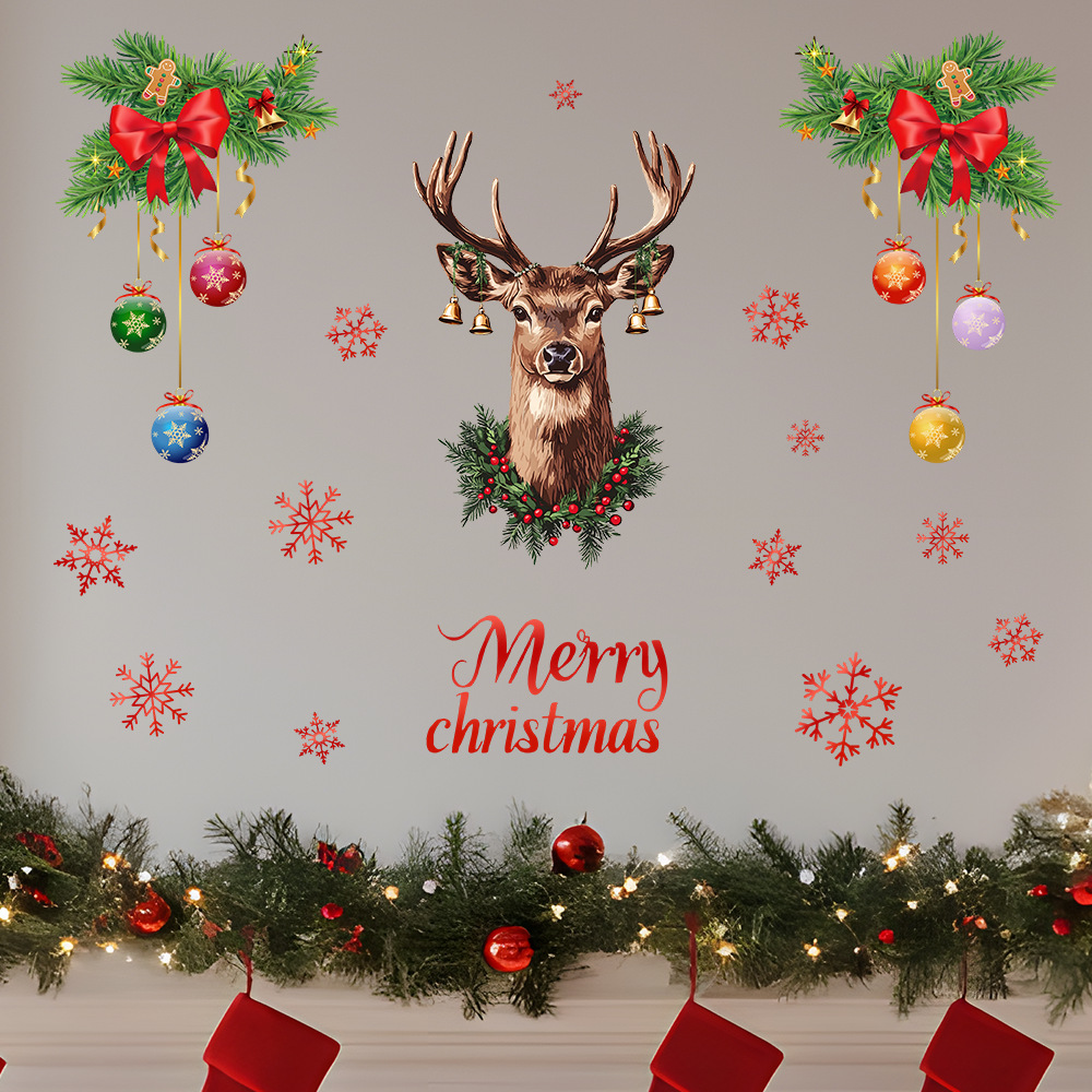 Christmas Snowflake Deer Head  - Snowflake Window Decal ulasan dan harga