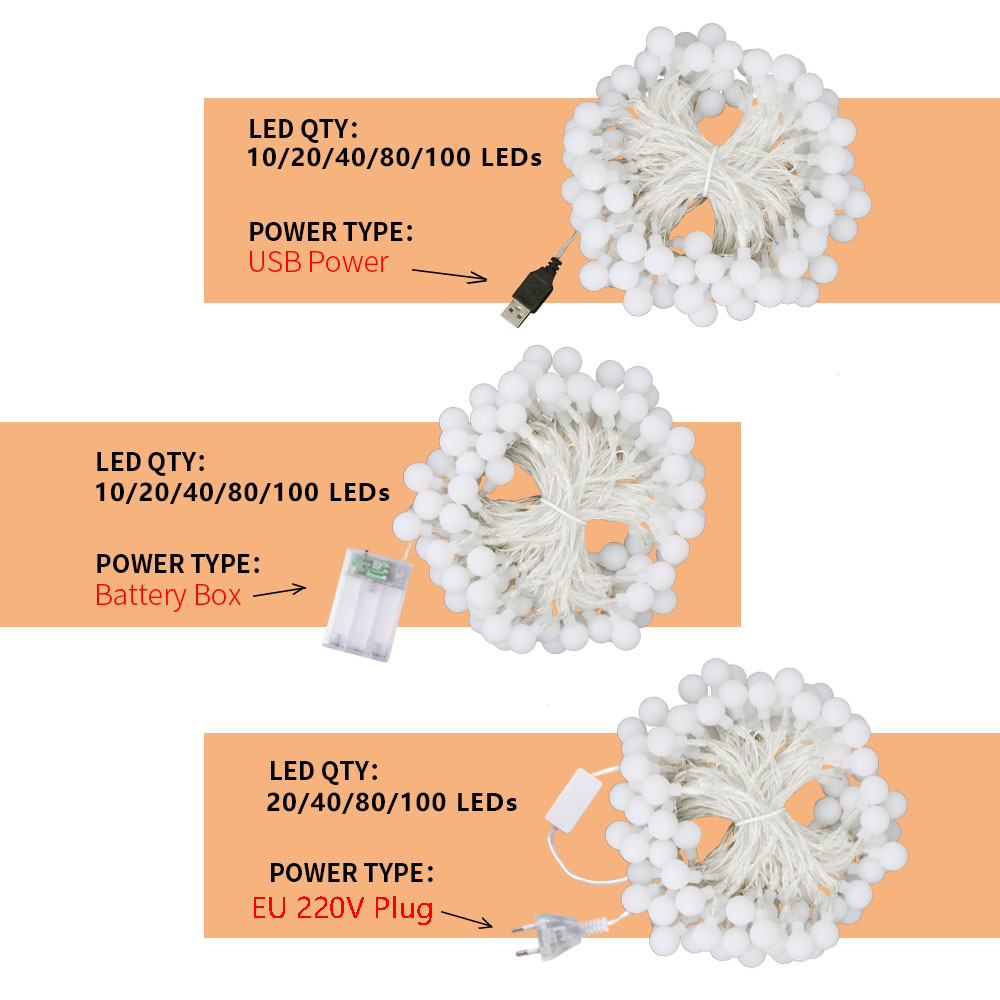 13M Ball LED String Lights Out - Led Fairy String Lights ulasan dan harga