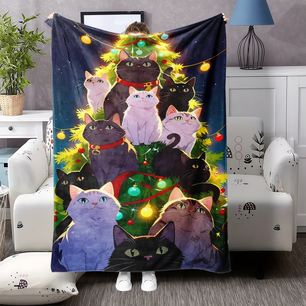 1pc Festive Cat Christmas Tree - Christmas Throw Blanket ulasan dan harga