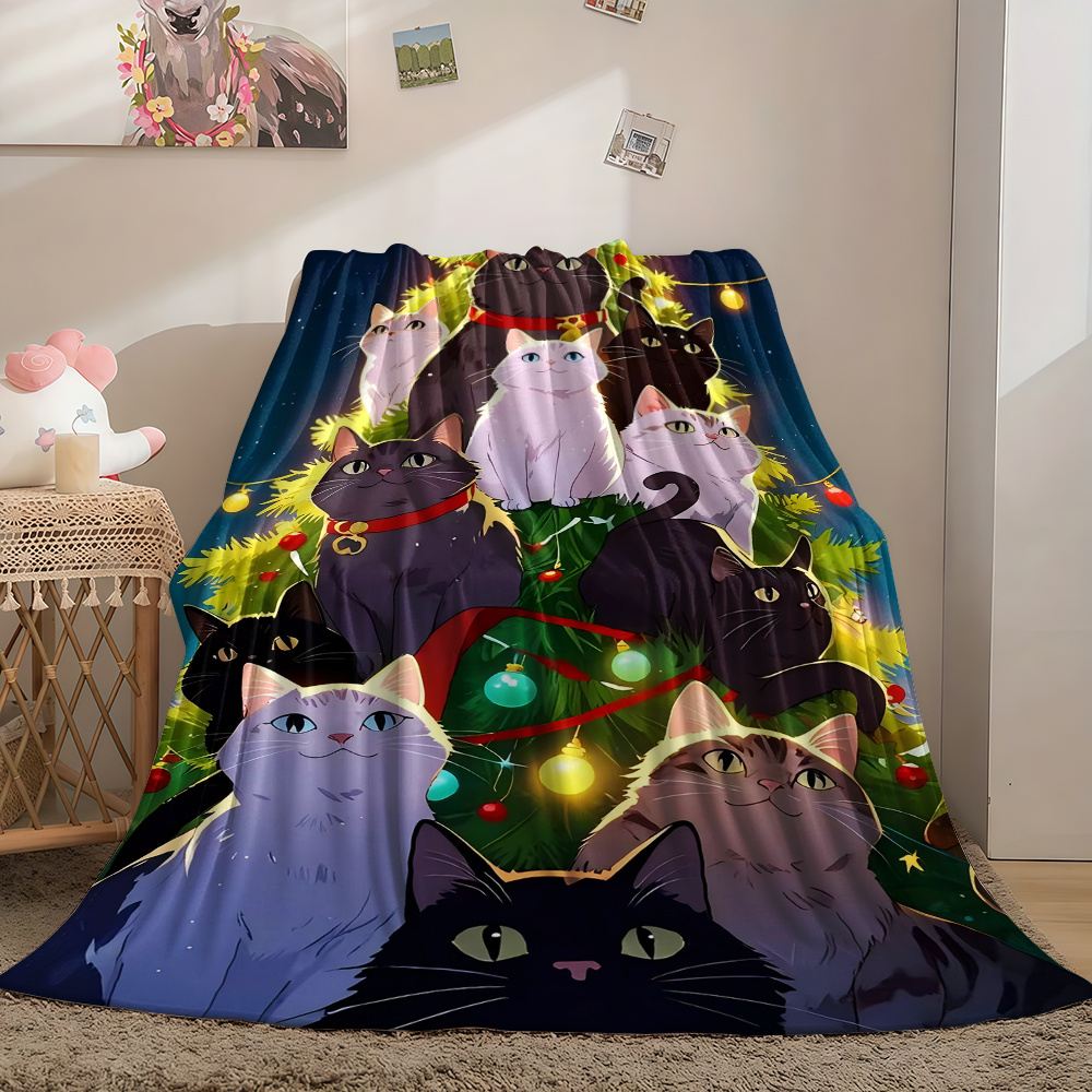 1pc Festive Cat Christmas Tree - Christmas Throw Blanket ulasan dan harga