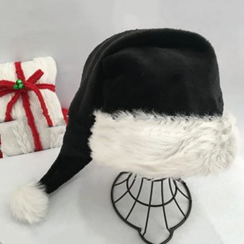 Plush Christmas Hat Black Unis - Santa Hat Plush ulasan dan harga