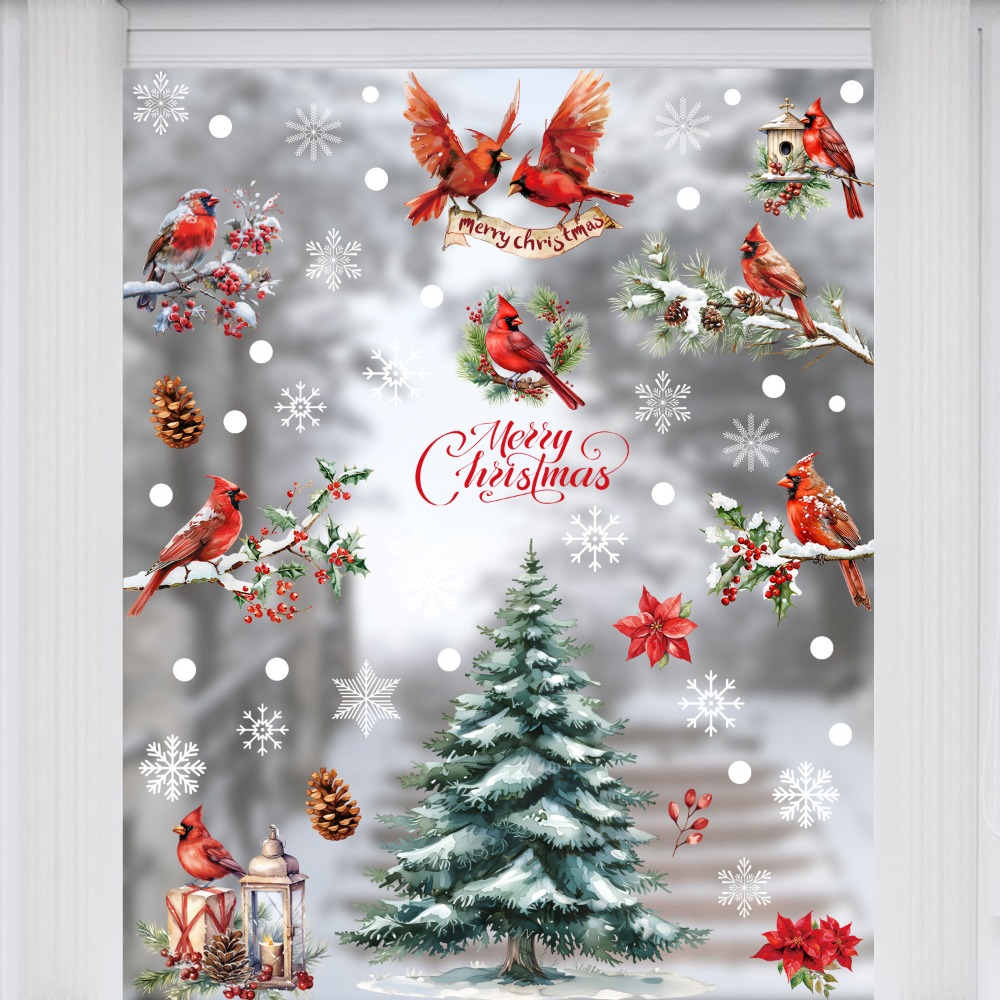 9pcs Christmas Window Decals C - Snowflake Window Decal ulasan dan harga