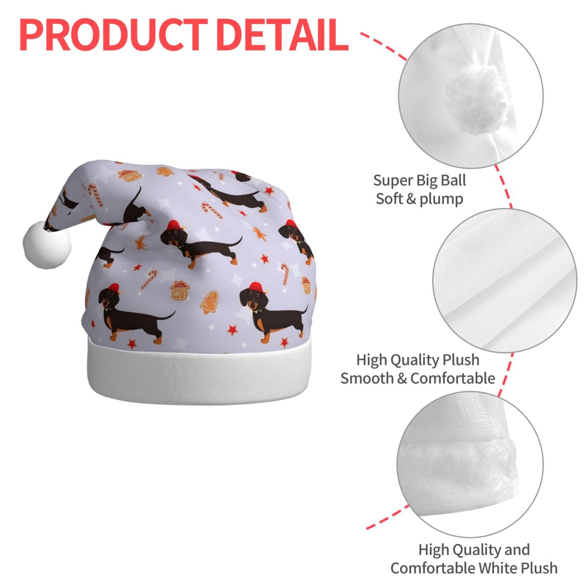 Dachshund Plush Kawaii Christm - Santa Hat Plush ulasan dan harga
