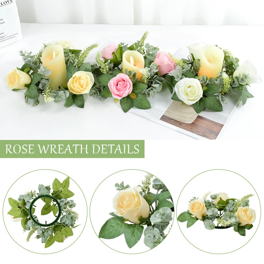 Artificial Rose Wreath Shaped  - Christmas Wreath Fake ulasan dan harga
