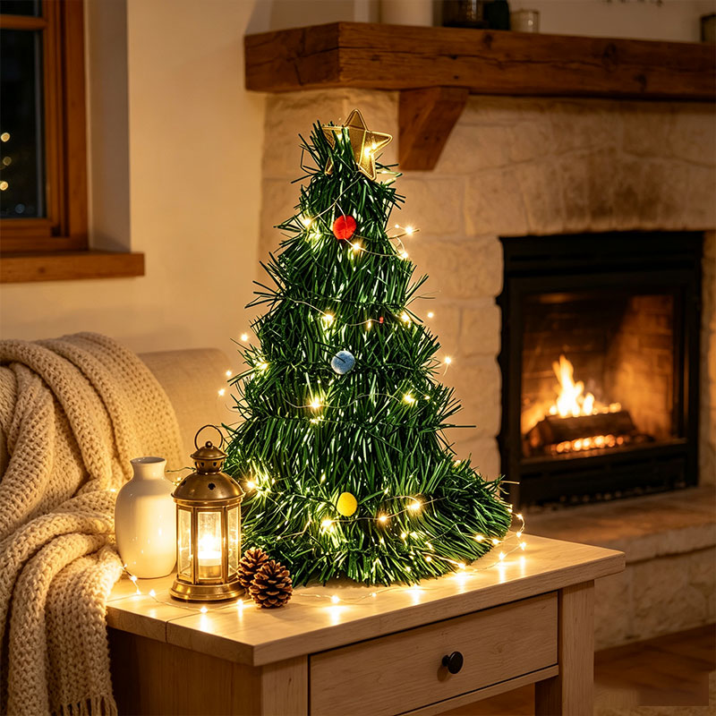 Foldable Green Tinsel Mini Chr - Star Tree Topper ulasan dan harga