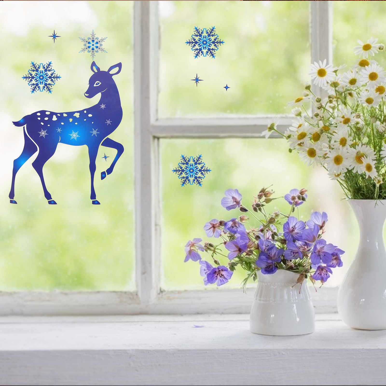 6 Pcs Stickers Christmas Windo - Snowflake Window Decal ulasan dan harga